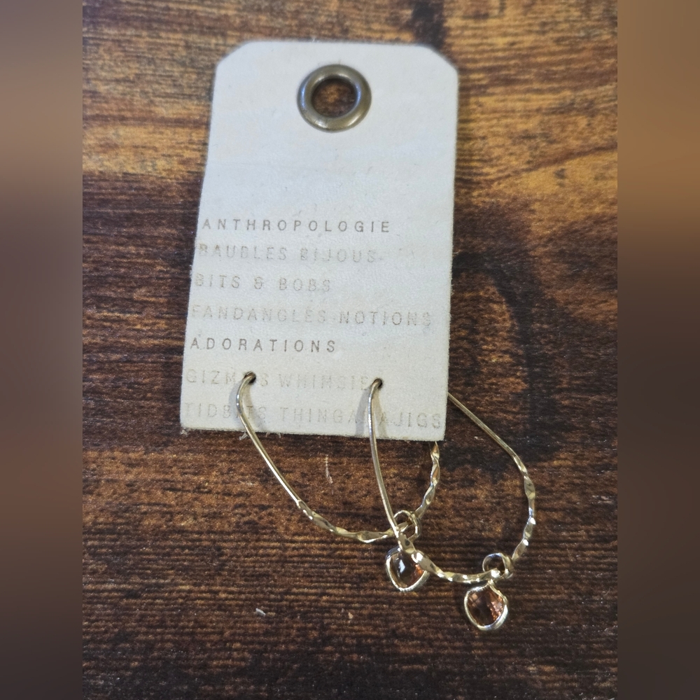 Anthropologie Goldtone and Peach Earrings
